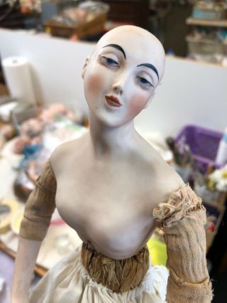 13.  5” French Bisque Shoulder Head Mannequin “pandora” Doll,  Circa 1915