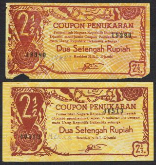 Indonesia 2x 2½ Rupiah 1948 20.  05.  1948 Djambi S264b