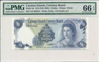 Currency Board Cayman Islands $1 1974 Pmg 66epq