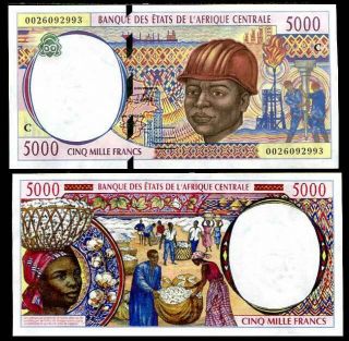 Central African State Congo 5000 5,  000 Francs 2000 P 104c Unc