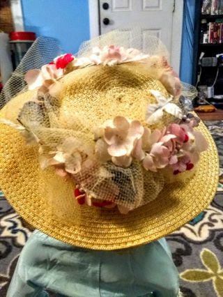 Vintage Madame Alexander Cissy Straw Hat 20 " Cissy Revlon Dollikin Vgc
