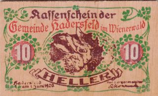 10 Heller Ef Wooden Banknote From Germany/hadersfeld 1920 Unique Printed On Wood