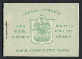 Canada Bk32e: 1c War Issue Booklet,  Type Ii,  7c,  5c,  English Cover,  4 Panes Vf - Nh