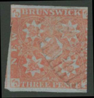 Brunswick - 1851 3d Bright Red.  Cut Into Otherwise Sound.  Sg1.  Cat.  £425