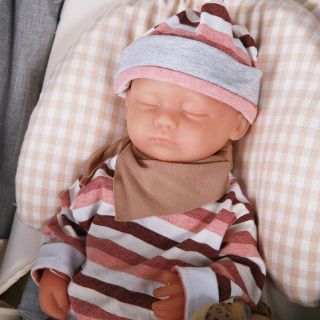 15  Handmade Sleeping Baby Girl Real Hair Lifelike Silicone Reborn Doll 1800g