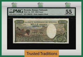 Tt Pk 14a 1978 Rwanda - Banque Nationale 1000 Francs Pmg 55 About Uncirculated