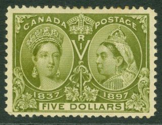 Sg 140 Canada 1897.  $5 Olive - Green.  Mounted.  Good Colour & Well Centred.