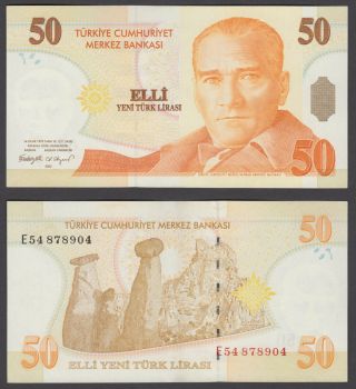 Turkey 50 Lira 2005 (xf - Au) Crisp Banknote P - 220