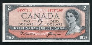 Bc - 30b 1954 $2 Two Dollars Bank Of Canada “devil’s Face” Banknote Very Fine