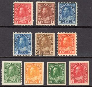 Canada 1922 - 31 Kgv Admiral Values To $1,  Coil,  Imperfs M,  Sg 248//261 Cat £204