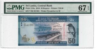 P - 124a 2010 50 Rupees,  Sri Lanka Central Bank,  Pmg 67epq Gem