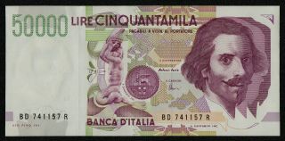 Italy (p116c) 50,  000 Lire D.  1992 (1997) Aunc,  Serial Letters - D/ -