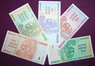 Variety Pack Zimbabwe 50,  20,  10,  5 & 1 Billion | 100 Trillions In Store