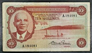 The Reserve Bank Of Malawi 10 Shillings Bank Note 1964