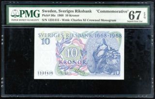 Sweden 10 Kroner Nd 1968 P 56 A Comm.  Gem Unc Pmg 67 Epq High