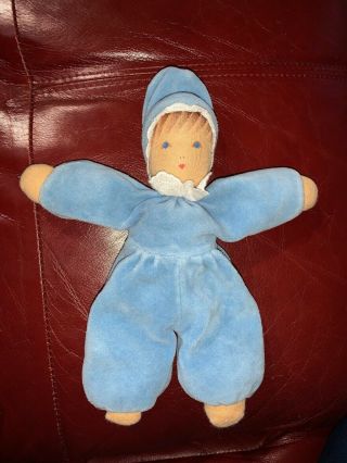 Hearthsong Blue Cloth Velour Baby Dimple Waldorf Soft Cuddle Doll