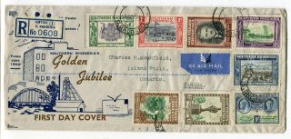 Southern Rhodesia 1940 Jubilee - Fdc Cover - Registered To Island Falls,  Ontario