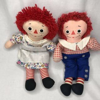 Vintage Raggedy Andy Knickerbocker Cloth Collectible Toy Dolls 12 Inch
