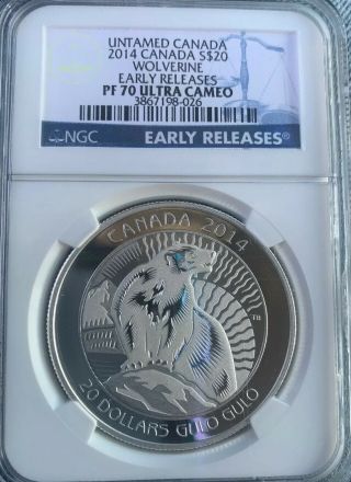 2014 Canada S$20 Untamed Canada Wolverine Early Release Ngc Pf70 Ultra Cameo