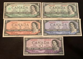 1954 & 1967 Canada 5 Bank Notes Set World Currency