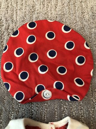 Crissy Doll Ideal Toy Company Vintage Red Blue Polka Dot Dress Beret 3