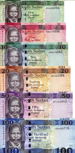 South Sudan Set 5 Notes World Paper Money Currency Picks 5a,  11a,  12b,  13c,  14c,  15c