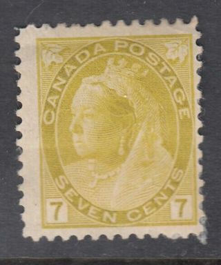 Canada Og Scott 81 7 Cent Olive Yellow " Qv Numeral "