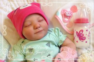 Williams Nursery Reborn Baby Girl Realborn June Sleeping Newborn Painted Hair