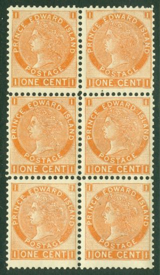 Sg 34 Prince Edward Islands 1872.  1c Orange Block Of 6.  Fine Unmounted.