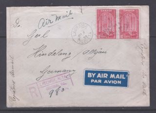 Canada 1939.  Registered Air Mail Cover To Germany.