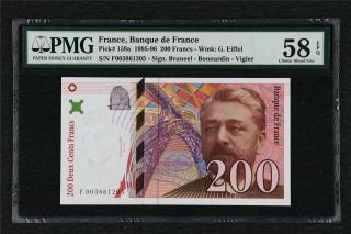 1995 - 96 France Banque De France 200 Francs Pick 159a Pmg 58 Epq Choice About Unc