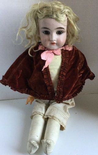 Antique 19” Rep 154 Germany Bisque Head Leather Body Doll