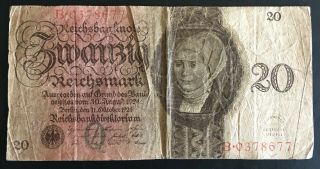 Germany Bank Note 20 Reichsmark 1924 October 11th.