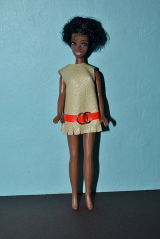Vintage 1970 ' s Topper Dawn Doll Dale in Beige Dress with Belt 2
