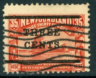 Canada 1920 Newfoundland 3¢ Red Overprint 13½ Mm Scott 129 Vfu D395
