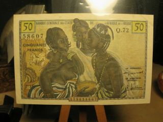 1956 French West Africa 50 Francs Banknote P - 45
