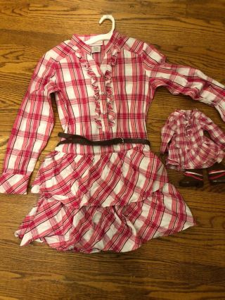 American Girl Doll Western Plaid Dress Outfit Matching Child Size 12 14 Boots