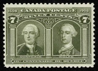 Canada Stamp Scott 100 7c Quebec Tercentenary Issue 1908 H Og