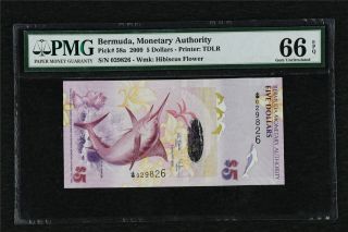 2009 Bermuda Monetary Authority 5 Dollars Pick 58a Pmg 66 Epq Gem Unc