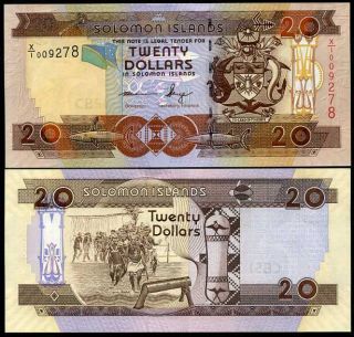 Solomon Islands 20 Dollars Nd 2009 P 28 X/1 Prefix Replacement Unc