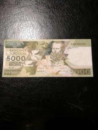 Portugal Banknote 5000 Escudos 1989