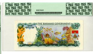 Bahamas Government,  L.  1965,  $1,  P - 18a Issued Banknote PCGS AU 58PPQ 2