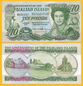 Falkland Islands 10 Pounds P - 18 2011 Aunc Banknote