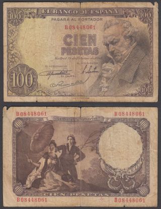 Spain 100 Pesetas 1946 (vg) Banknote P - 131