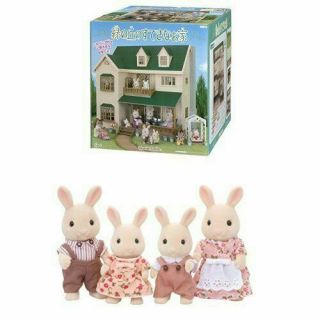 Sylvanian Families House Milk Rabbit With A Family Of Green Hills