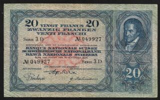 20 Francs From Switzerland 1930 M13