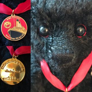 Steiff Danbury Titanic Centennial Bear Black 22k Gold Plated Medallion