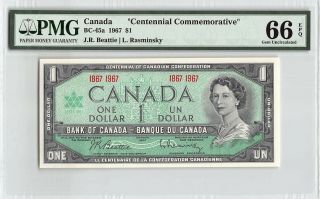 Canada 1967 Bc - 45a Pmg Gem Unc 66 Epq 1 Dollar Centennial Commemorative