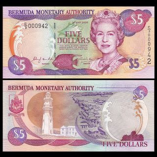 Bermuda 5 Dollars,  2000,  P - 51,  Unc