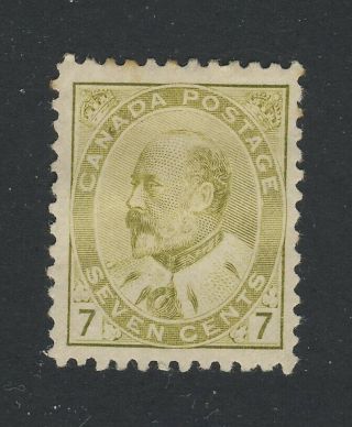 Canada King Edward Vii Stamp 92 - 7c Olive Bistre Mh F,  Th Guide Value = $160.  00